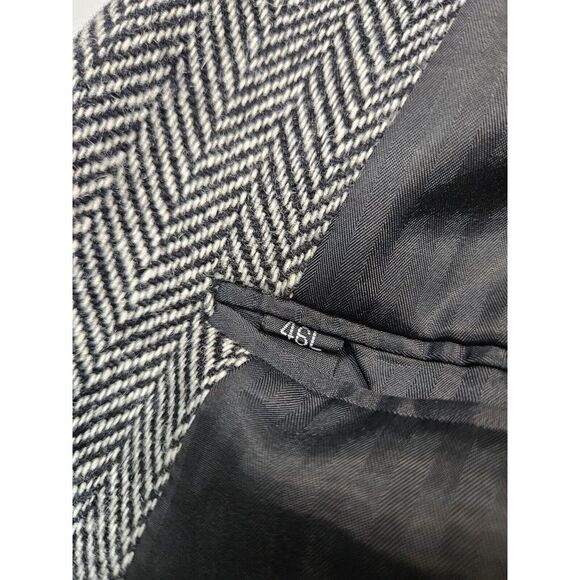 Monsieur Adolfo Mens 46 L 2 Button Wool Herringbone Tweed Sports Coat Blazer - Picture 8 of 12